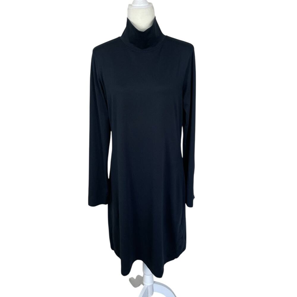 Title Nine Getaway Mock Turtleneck Long Sleeve Dress Stretch Black Size Large